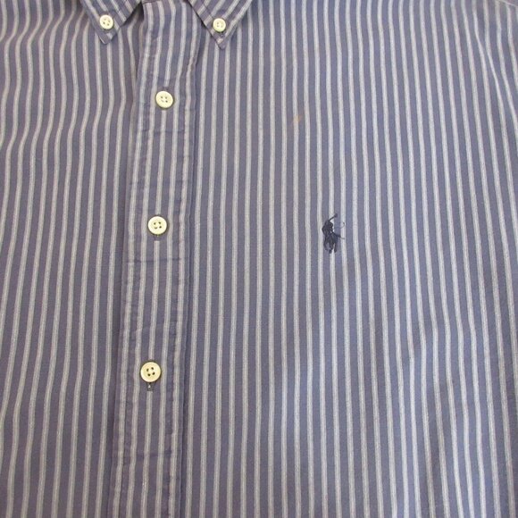Ralph Lauren Mens Shirt Large Blaire Blue Stripe Button Front Long Sleeve Preppy - Picture 6 of 7